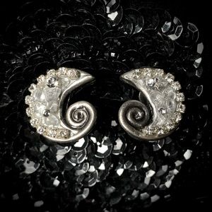 Vintage Michal Golan Crystal Sparkly Spiral earrings